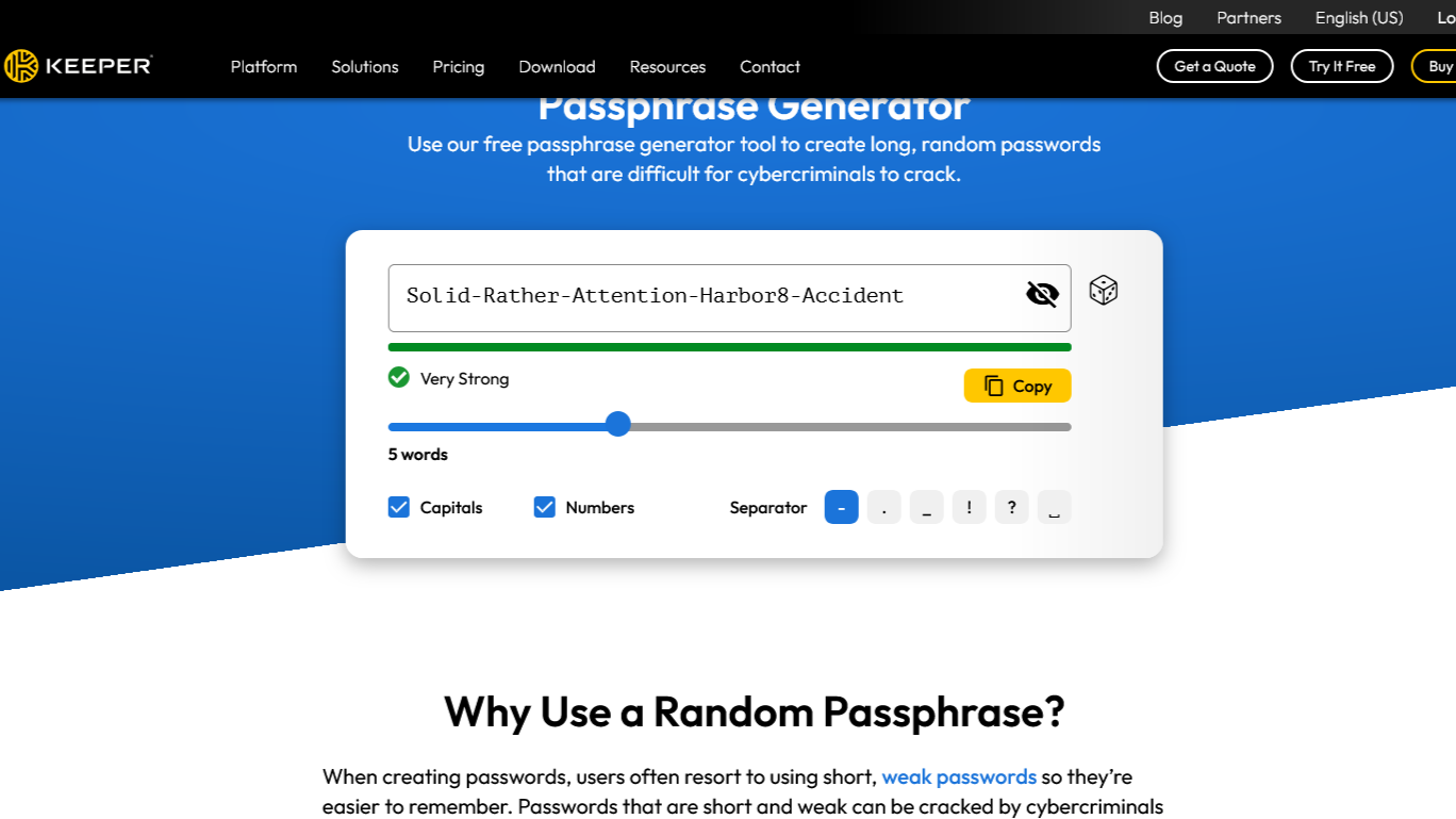 Passphrase generator example