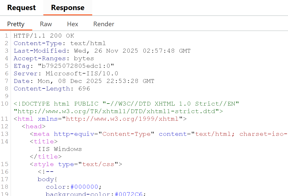 Webserver showing Server header