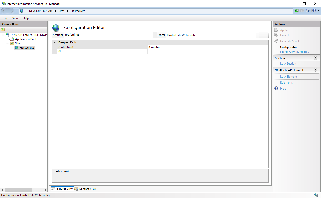 IIS site settings