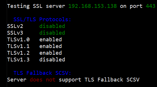 SSL scan TLS 1.0 and 1.1
