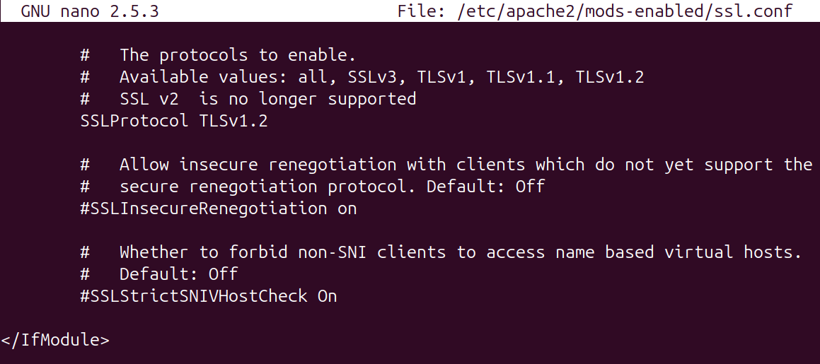 TLS 1.2 set