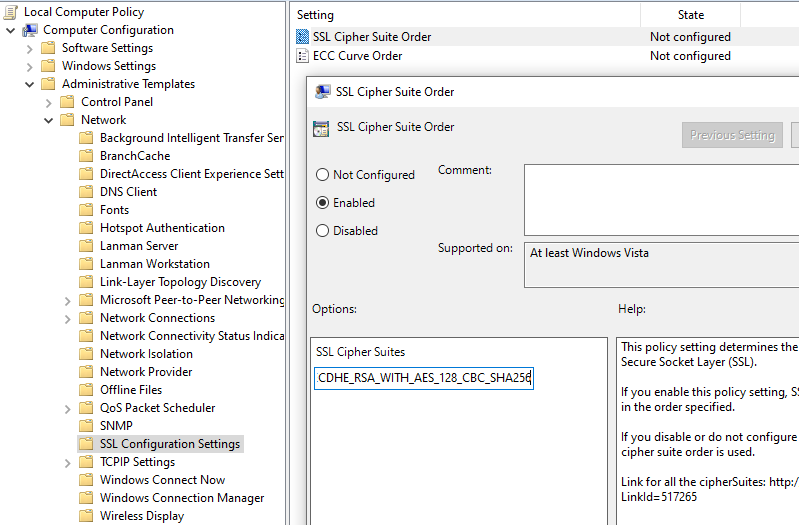 GPO SSL Cipher Suite Order