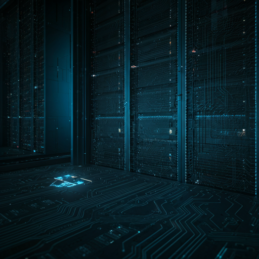 Abstract cinematic visualisation of a high-tech server core
